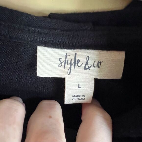 Style & Co Women's Black Hooded Pullover Sweater Size Large Butter Soft Cozy - Picture 2 of 8